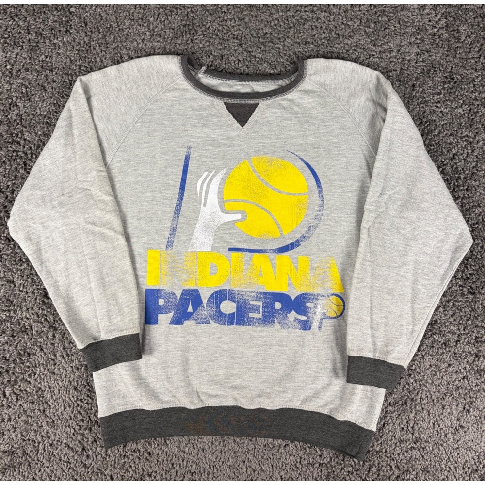 Majestic Indiana Pacers NBA Sweatshirt Womens Large Gray Cotton Pullover Raglan